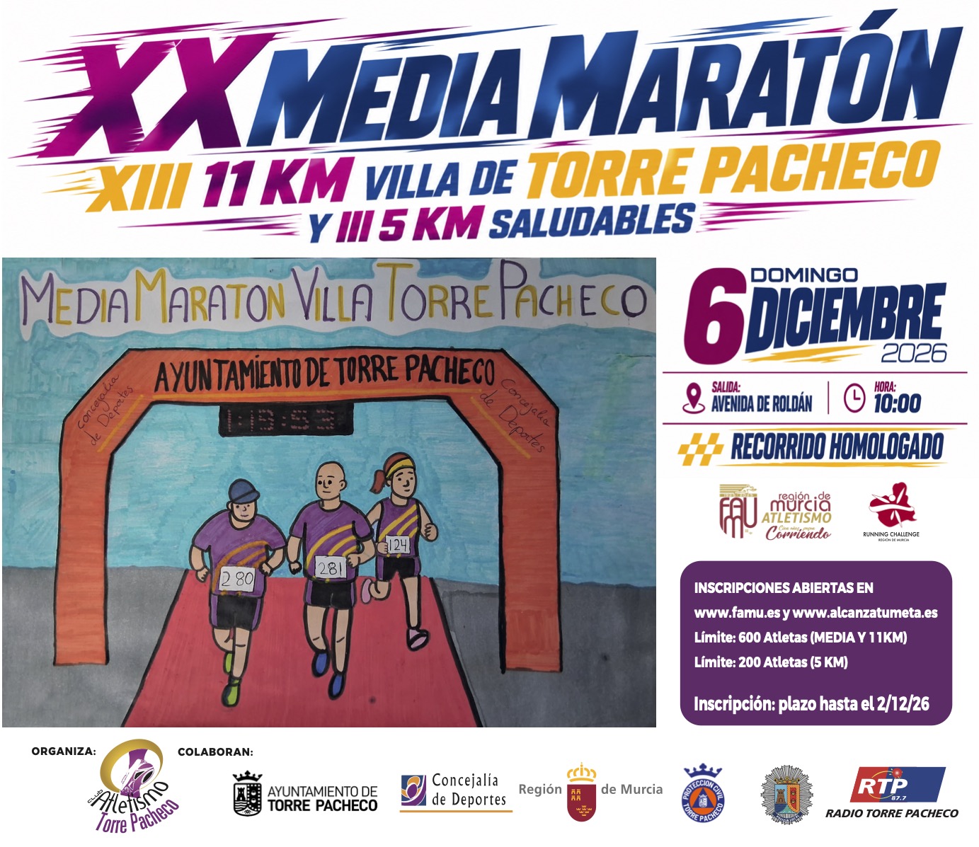 XX Media Maratón, XIII 11K Villa de Torre Pacheco Y III 5K Saludables